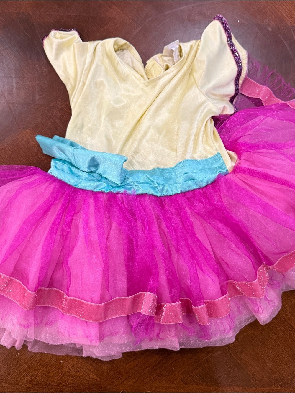 Disney Fancy Nancy Kids Pink & Cream Tulle Princess Costume Dress Sz 6